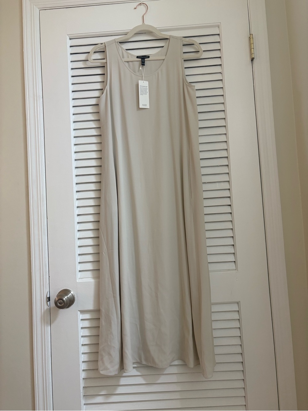 Eileen Fisher Sleeveless Silk Dress in Neutral Sand
